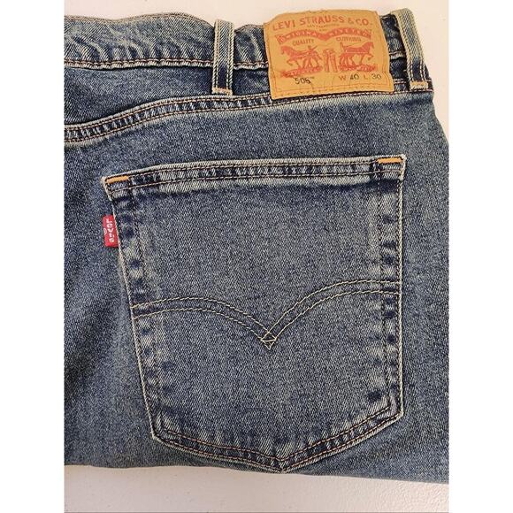 Levis 505 Jeans Mens 40x30 Blue Medium Wash Straight Leg Stretch Denim Classic - Picture 4 of 15